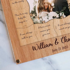 12 Reasons Why I Love You - Personalized Wooden Puzzle Piece Collage Frame, Birthday Gift For Her, Anniversary Gift