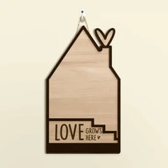Love Grows Here - Personalized 2 Layer Custom Shaped Wood Sign
