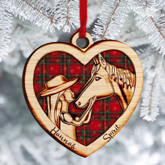 Cowgirl And Horse - Personalized Christmas Wood Ornament - Gift For Horse Lovers