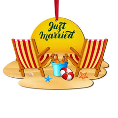 Just Married Personalized Newlywed Couple Ornament, Christmas Tree Decor