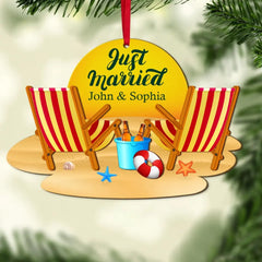 Just Married Personalized Newlywed Couple Ornament, Christmas Tree Decor
