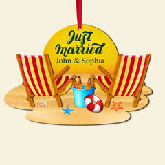 Just Married Personalized Newlywed Couple Ornament, Christmas Tree Decor