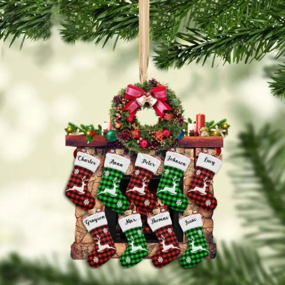 PERSONALIZED FAMILY WOOD HANGING ORNAMENT CHRISTMAS MTDT29