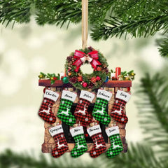 PERSONALIZED FAMILY WOOD HANGING ORNAMENT CHRISTMAS MTDT29