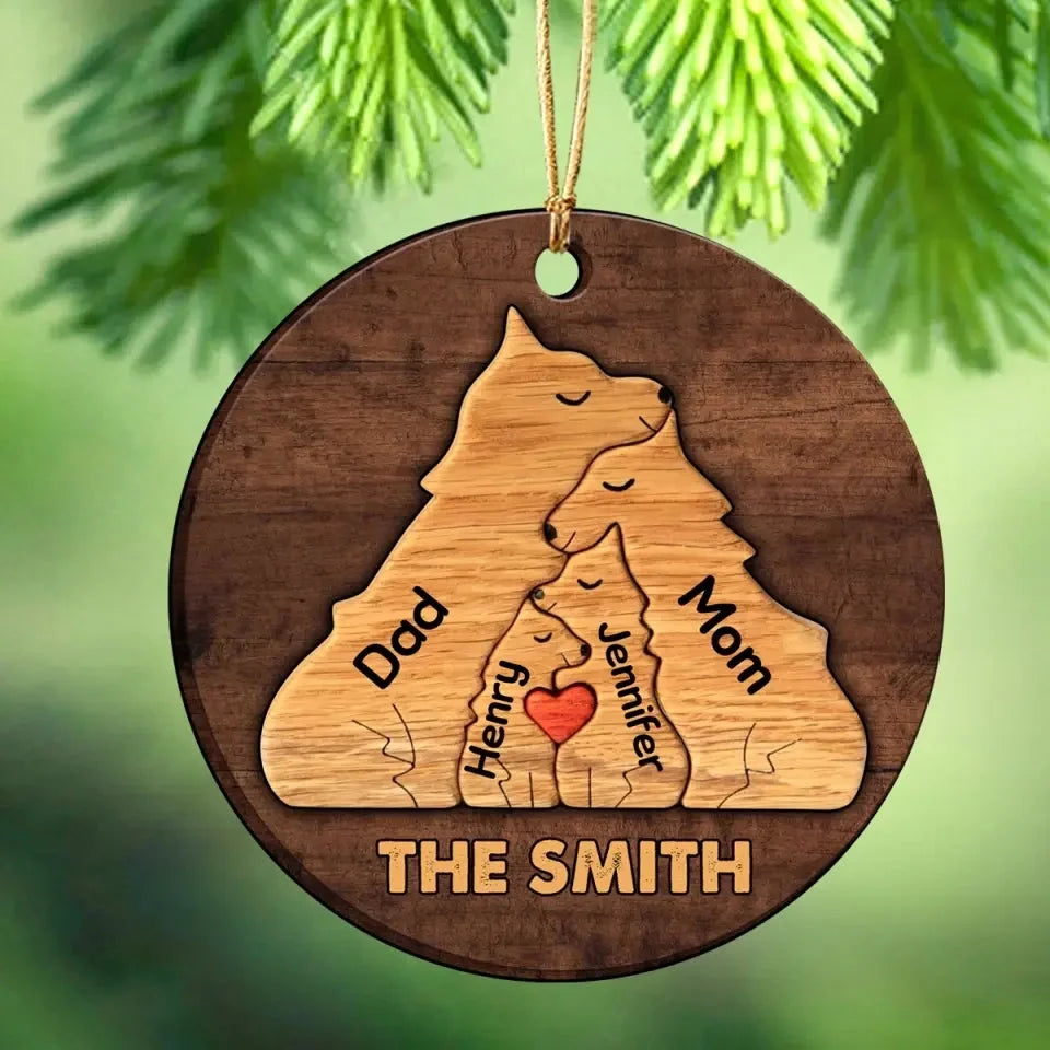 Personalized Dog Family Custom Name Wooden Ornament_yythkg