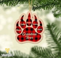 PERSONALIZED BEAR WITH KIDS HANGING ORNAMENT CHRISTMAS_yyt