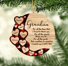 PERSONALIZED GRANDMA KID HEART HANGING ORNAMENT CHRISTMAS_