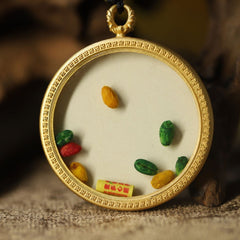 Thangka Buddha Wealth and Prosperity Zakiram Goddess of Wealth Circular Thangka Pendant