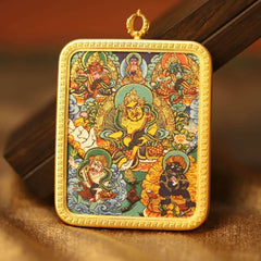 Thangka Buddha Five Directions Wealth Gods Square Thangka Necklace