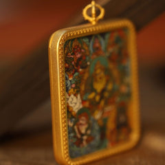 Thangka Buddha Five Directions Wealth Gods Square Thangka Necklace