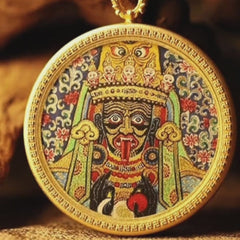 Thangka Buddha Wealth and Prosperity Zakiram Goddess of Wealth Circular Thangka Pendant