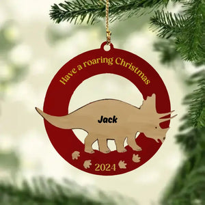 Personalized Wood Dinosaur Kids Christmas Ornament