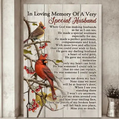 Cardinal Birds Memory Of A Very Special Husband - Personalized Heaven Canvas