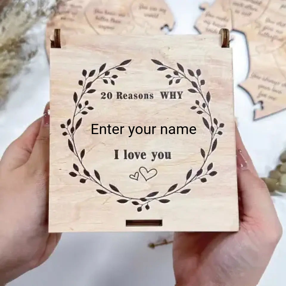 20 Reasons Why I Love You - Personalized Wooden Heart Puzzle