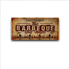 BBQ Utensil Rack The Grill Master Personalized Custom Wood Key Holder