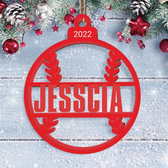 Baseball With Name 2023 - Personalized Wooden Ornament