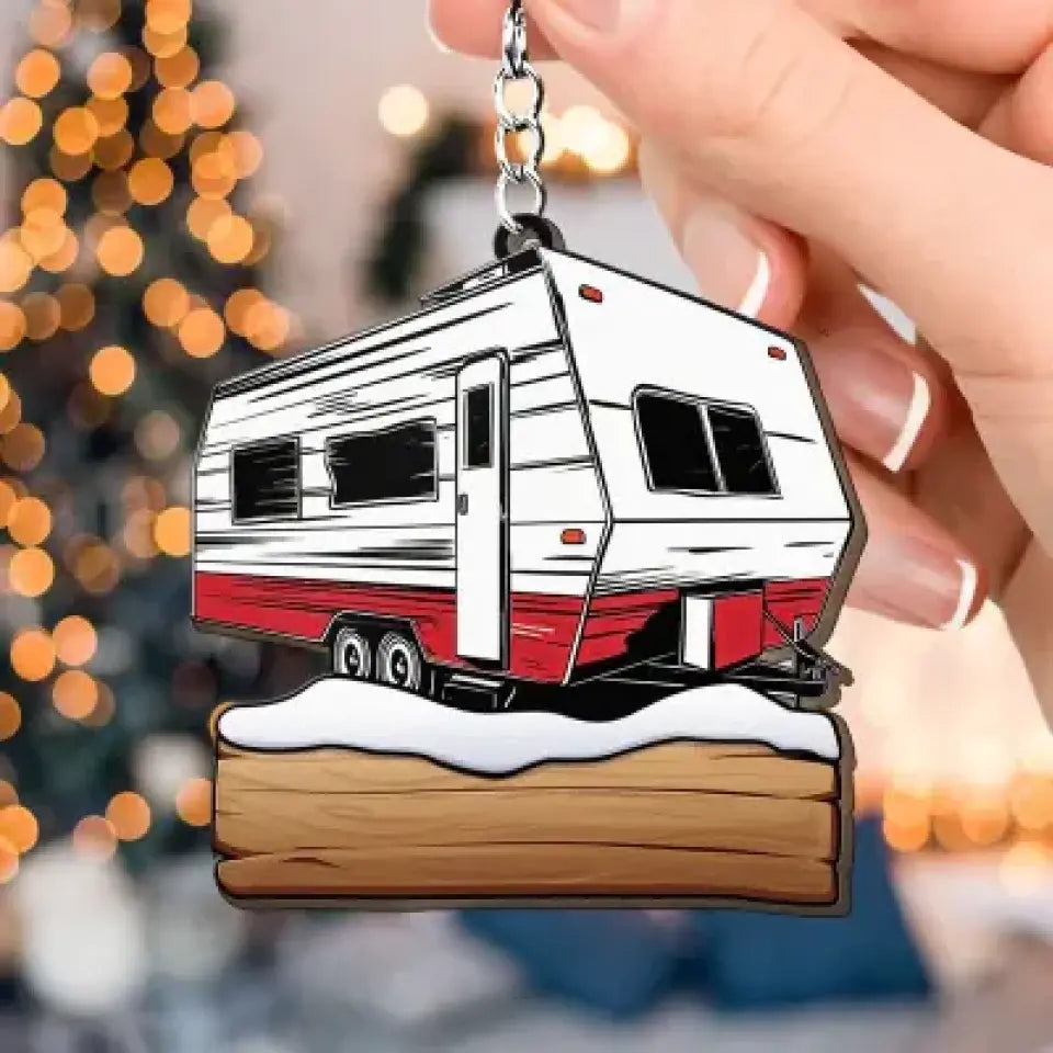 Keys To The Camper Camping Lovers Rv Caravan - Personalized Photo Wooden Keychain