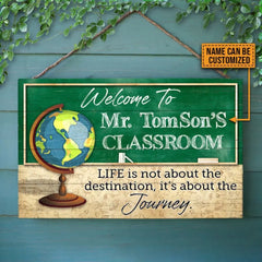 Life Is Not Custom Wood Rectangle Sign, Teacher Door Sign, Teacher Name Sign