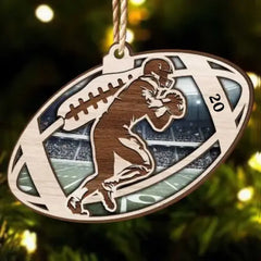 American Football Shape - Personalized 2 Layers Wooden Ornament