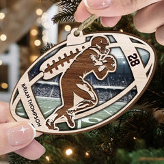 American Football Shape - Personalized 2 Layers Wooden Ornament
