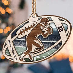 American Football Shape - Personalized 2 Layers Wooden Ornament