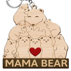 Mama Bear - Personalized Wooden Keychain