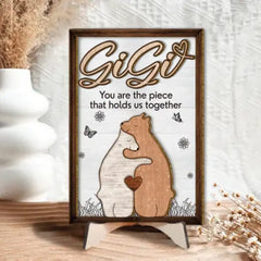 Mom You Are The Piece That Holds Us Together - Personalized Puzzle Wood Sign 2 Layer Gifts For Mom