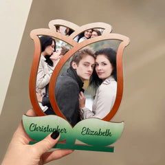Custom Photo Rose - Holiday, Anniversary Gift For Spouse, Husband, Wife, Couple - Personalized Custom Shaped 2-Layered Acrylic Wooden Plaque