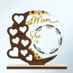 Custom Photo She Is Strong - Gift For Mother - Personalized Custom Shaped 2-Layered Acrylic Wooden Plaque
