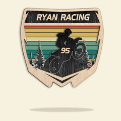 Motocross Man Racing Personalized 3D 4-Layered Wood Art