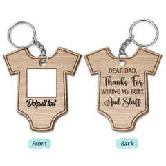Custom Photo Thanks For Wiping - Gift For New Father - Personalized Wooden Keychain