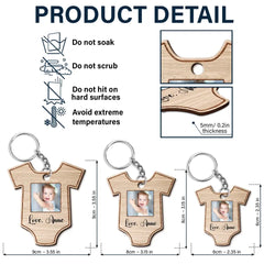 Custom Photo Thanks For Wiping - Gift For New Father - Personalized Wooden Keychain