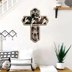 Motocross Man Back Personalized 3D 2-Layered Wood Art