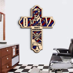 Barber With Equipment - Personalized 3D 2-Layered Wood Art - Gift For Barber