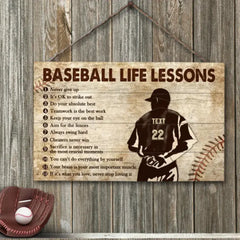 Personalized Baseball Pitcher Life Lessons Custom Wood Rectangle Sign