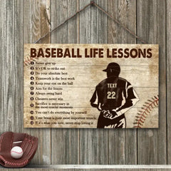 Personalized Baseball Pitcher Life Lessons Custom Wood Rectangle Sign