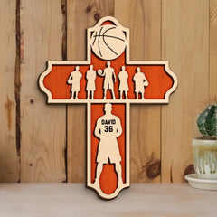 Basketball Player Insider A Cross - Personalized 3D Wood Art - Gift For Basketball PlayersBasketball Player Insider A Cross - Personalized 3D Wood Art - Gift For Basketball Players