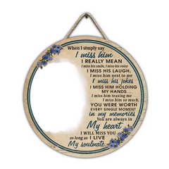 Custom Photo Gift Old Couple Widow I Miss Him Custom Wood Circle Sign, Sympathy, Memorial Gift, Wall Pictures, Wall Art, Wall Decor