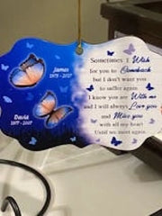 Butterfly Miss You All My Heart - Memorial Gift - Personalized Custom Wooden Ornament, Aluminum Ornament