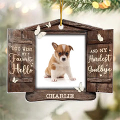 Custom Photo Hard To Say Goodbye - Memorial Personalized Custom Ornament - Acrylic, Wood Custom Shaped - Christmas Gift, Sympathy Gift For Pet Owners, Pet Lovers