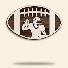 American Football With Player Insider - Personalized 3D 2-Layered Wood Art - Gift For Football Players