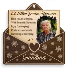 Custom Photo A Letter From Heaven - Memorial Personalized Custom Ornament - Wood Custom Shaped - Christmas Gift, Sympathy Gift For Family Members