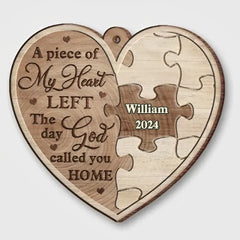 A Piece Of My Heart Left - Personalized Custom Heart Shaped Wood Christmas Ornament