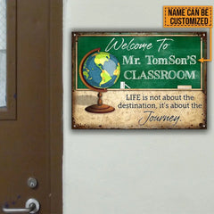 Life Is Not Custom Wood Rectangle Sign, Teacher Door Sign, Teacher Name Sign