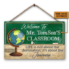 Life Is Not Custom Wood Rectangle Sign, Teacher Door Sign, Teacher Name Sign