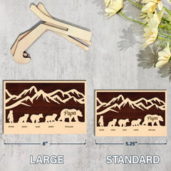 Mama Bear Baby Bear - Gift For Mom, Mother - Personalized 2-Layered Wooden Plaque With Stand