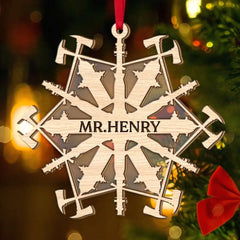 Firefighter Snowflake, Personalized 2 Layered Mix Ornament, Christmas Gift