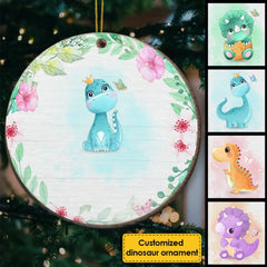 Merry Christmas To Dinosaur Kid - Personalized Custom Round Shaped Wood Christmas Ornament