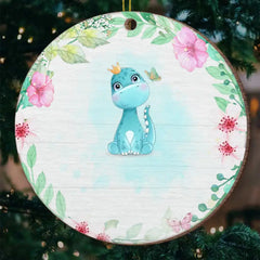 Merry Christmas To Dinosaur Kid - Personalized Custom Round Shaped Wood Christmas Ornament