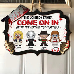 Come On In, Gift For Family, Personalized Wood Sign, Horror Movie Family Wood Sign, Halloween Gift